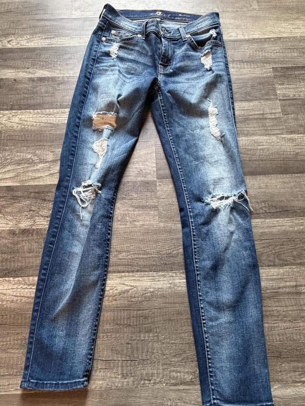 7‎ For All Mankind Distressed Skinny Jeans - The Perfectly Ww